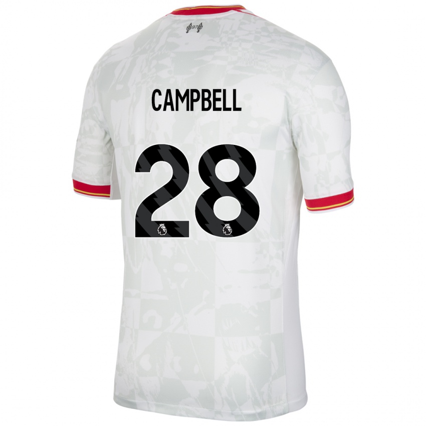 Bambino Maglia Megan Campbell #28 Bianco Rosso Nero Kit Gara Third 2024/25 Maglietta