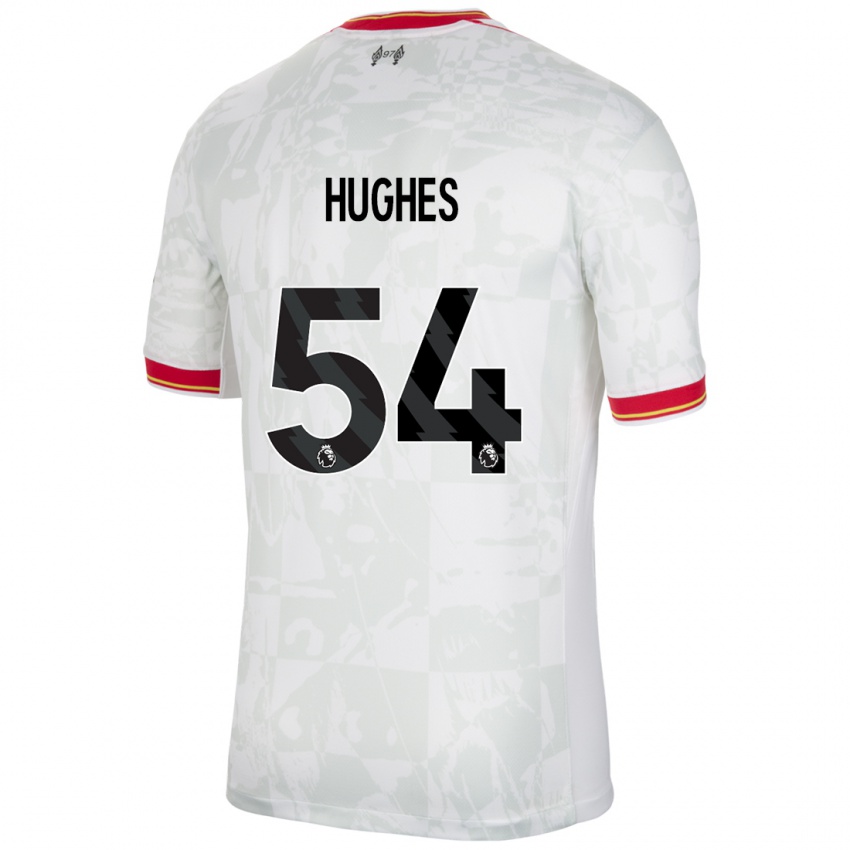 Bambino Maglia Liam Hughes #54 Bianco Rosso Nero Kit Gara Third 2024/25 Maglietta