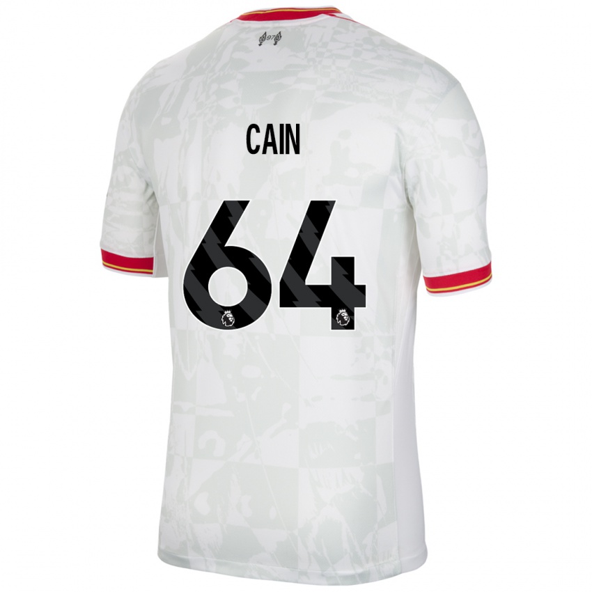 Bambino Maglia Jake Cain #64 Bianco Rosso Nero Kit Gara Third 2024/25 Maglietta