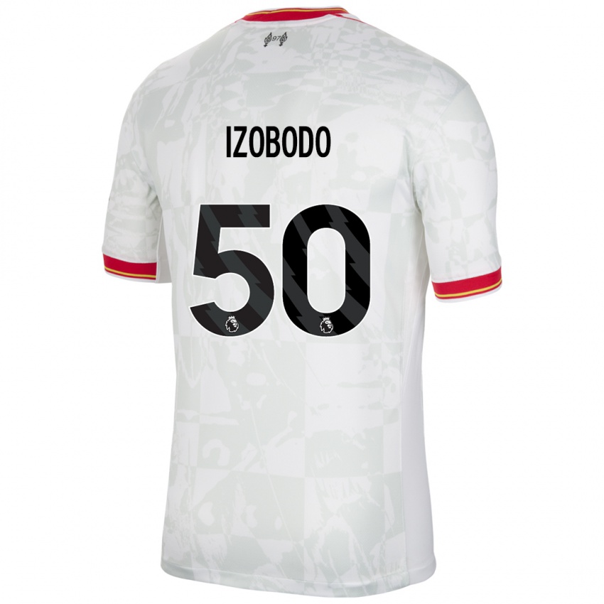 Bambino Maglia Elijah Izobodo John #50 Bianco Rosso Nero Kit Gara Third 2024/25 Maglietta