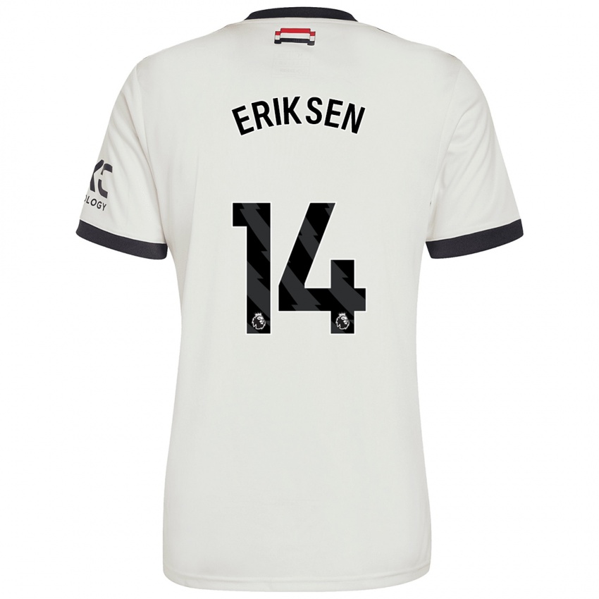 Bambino Maglia Christian Eriksen #14 Bianco Sporco Kit Gara Third 2024/25 Maglietta