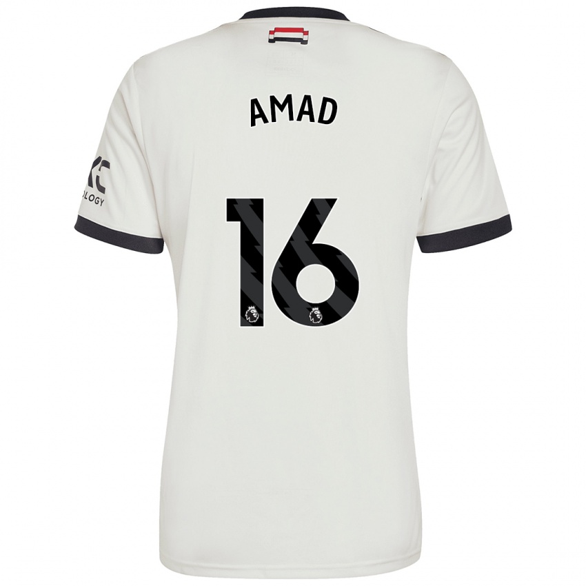 Bambino Maglia Amad Diallo #16 Bianco Sporco Kit Gara Third 2024/25 Maglietta