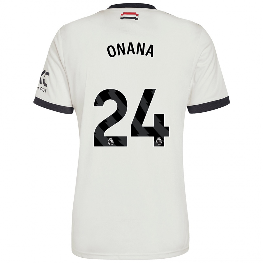 Bambino Maglia André Onana #24 Bianco Sporco Kit Gara Third 2024/25 Maglietta