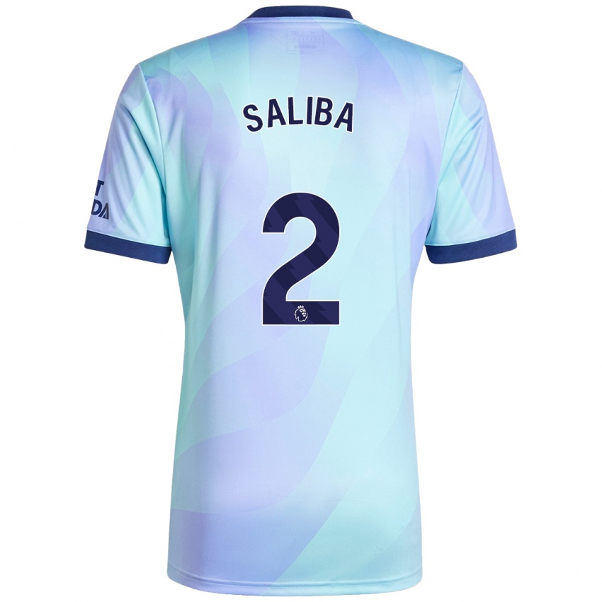 Bambino Maglia William Saliba #2 Acquamarina Kit Gara Third 2024/25 Maglietta