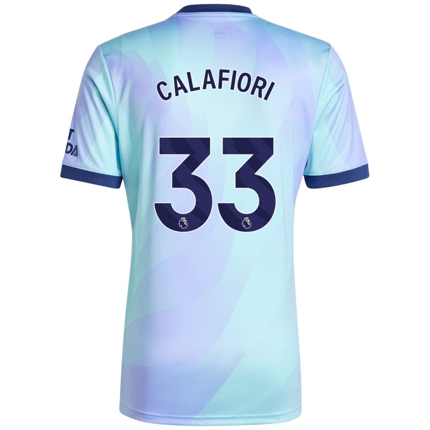 Bambino Maglia Riccardo Calafiori #33 Acquamarina Kit Gara Third 2024/25 Maglietta