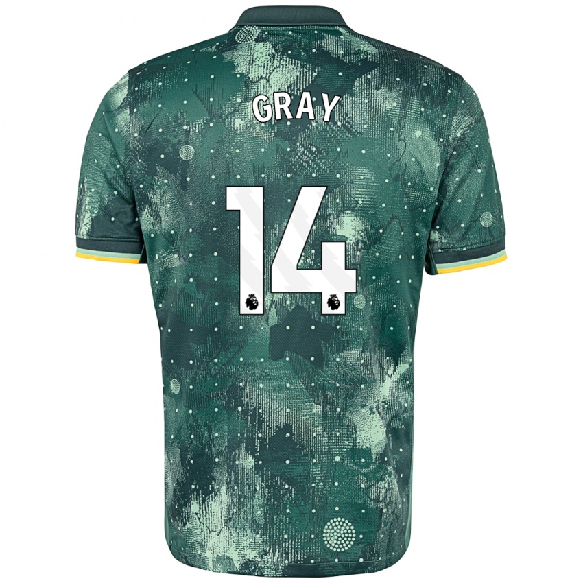 Bambino Maglia Archie Gray #14 Verde Menta Kit Gara Third 2024/25 Maglietta