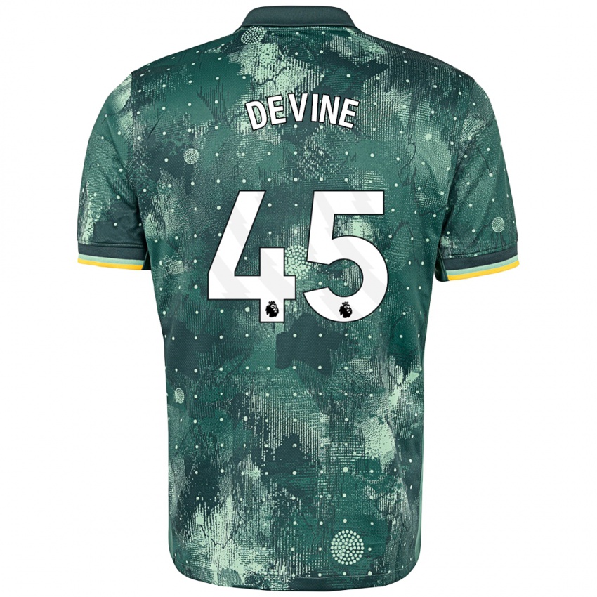 Bambino Maglia Alfie Devine #45 Verde Menta Kit Gara Third 2024/25 Maglietta