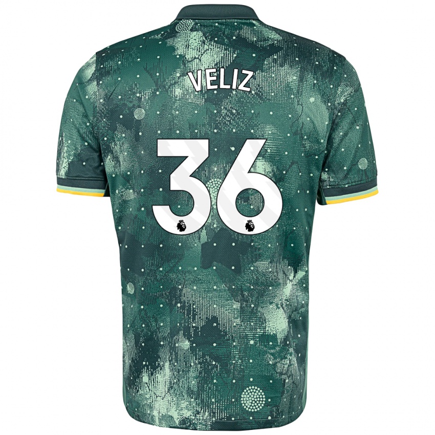 Bambino Maglia Alejo Véliz #36 Verde Menta Kit Gara Third 2024/25 Maglietta