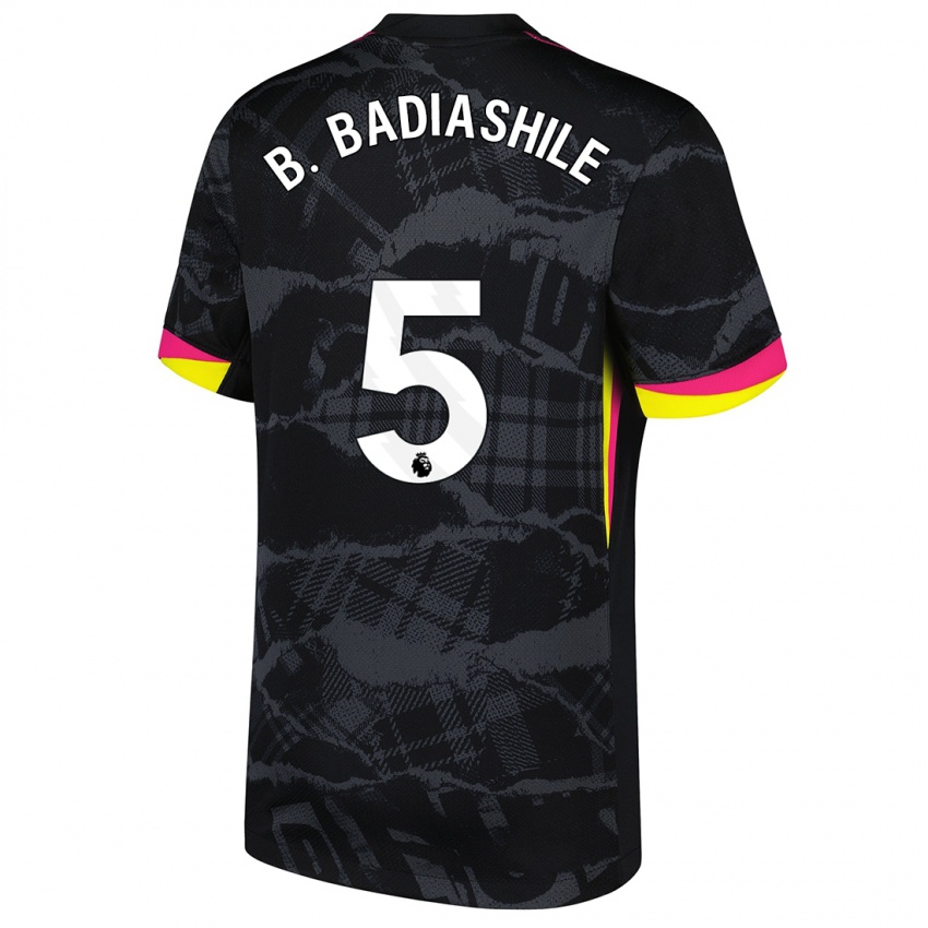 Bambino Maglia Benoît Badiashile #5 Nero Rosa Kit Gara Third 2024/25 Maglietta