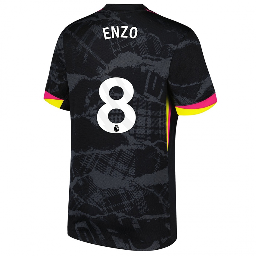 Bambino Maglia Enzo Fernández #8 Nero Rosa Kit Gara Third 2024/25 Maglietta