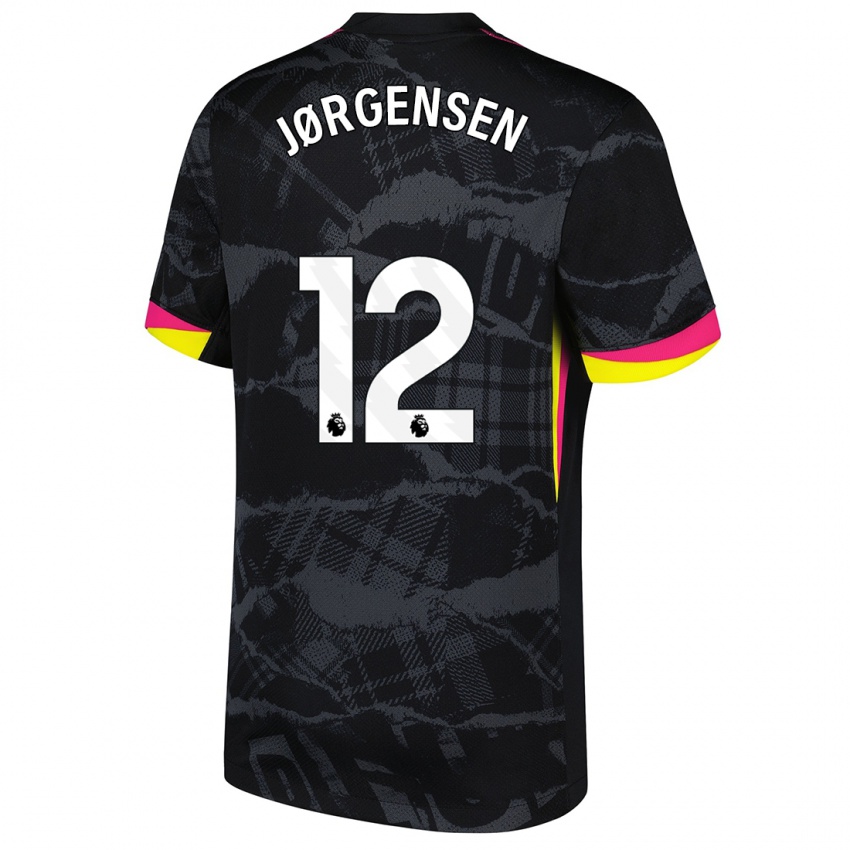 Bambino Maglia Filip Jørgensen #12 Nero Rosa Kit Gara Third 2024/25 Maglietta