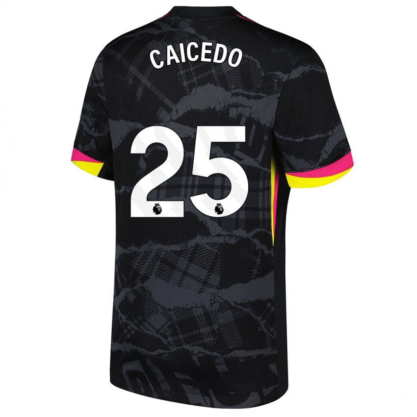 Bambino Maglia Moisés Caicedo #25 Nero Rosa Kit Gara Third 2024/25 Maglietta