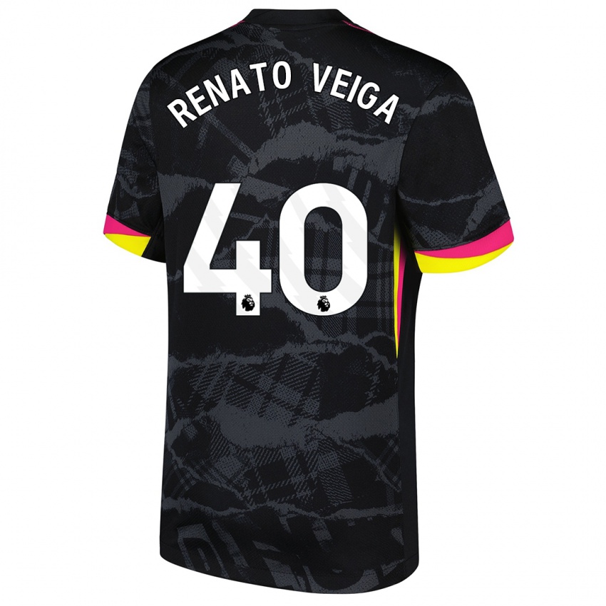 Bambino Maglia Renato Veiga #40 Nero Rosa Kit Gara Third 2024/25 Maglietta