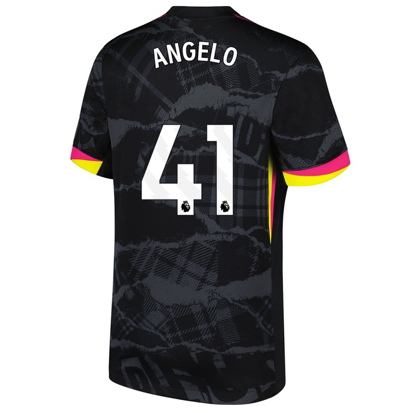 Bambino Maglia Ângelo #41 Nero Rosa Kit Gara Third 2024/25 Maglietta