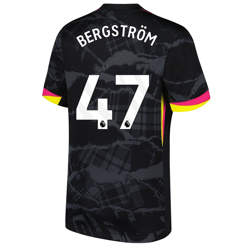 Bambino Maglia Lucas Bergström #47 Nero Rosa Kit Gara Third 2024/25 Maglietta