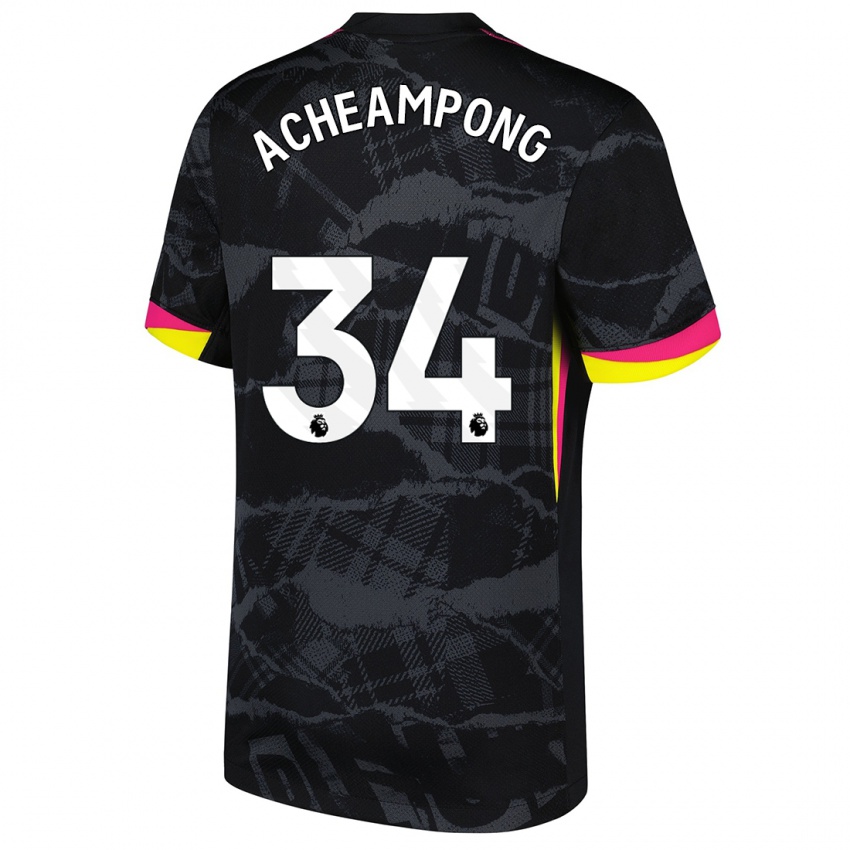 Bambino Maglia Josh Acheampong #34 Nero Rosa Kit Gara Third 2024/25 Maglietta