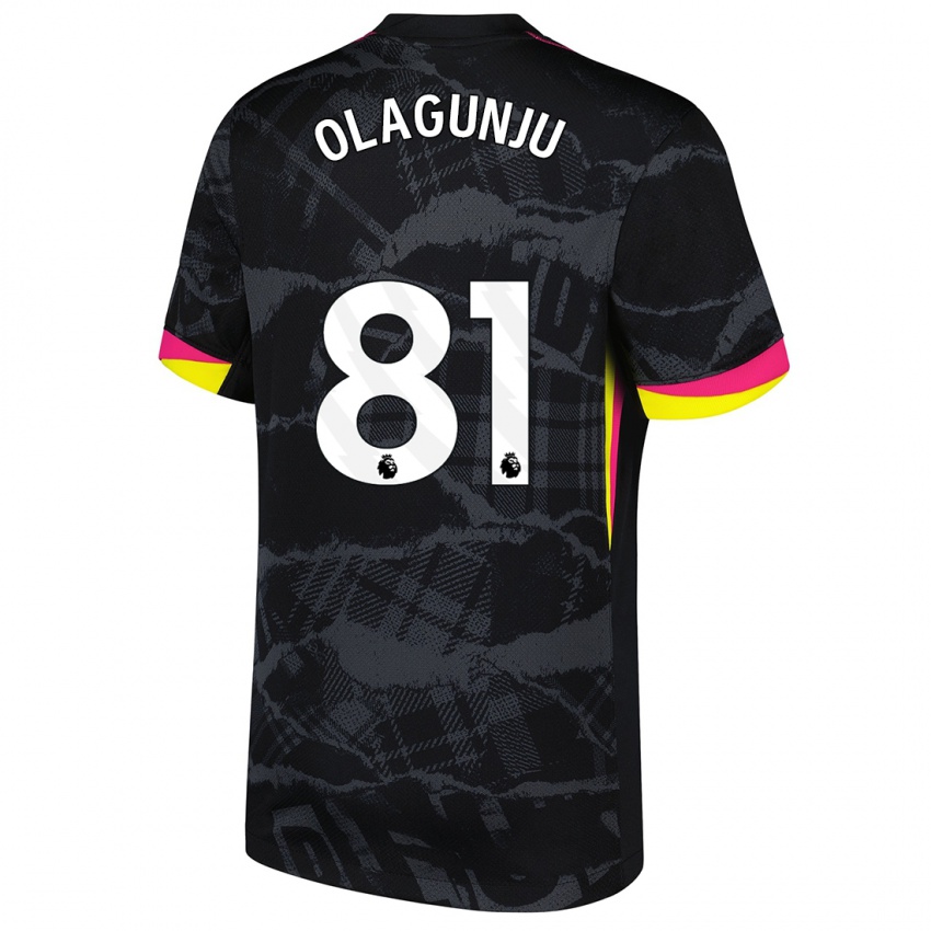 Bambino Maglia Saheed Olagunju #81 Nero Rosa Kit Gara Third 2024/25 Maglietta