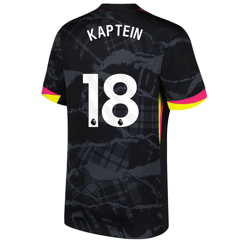 Bambino Maglia Wieke Kaptein #18 Nero Rosa Kit Gara Third 2024/25 Maglietta