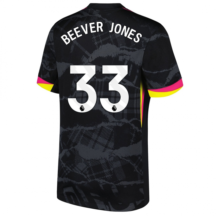 Bambino Maglia Aggie Beever-Jones #33 Nero Rosa Kit Gara Third 2024/25 Maglietta