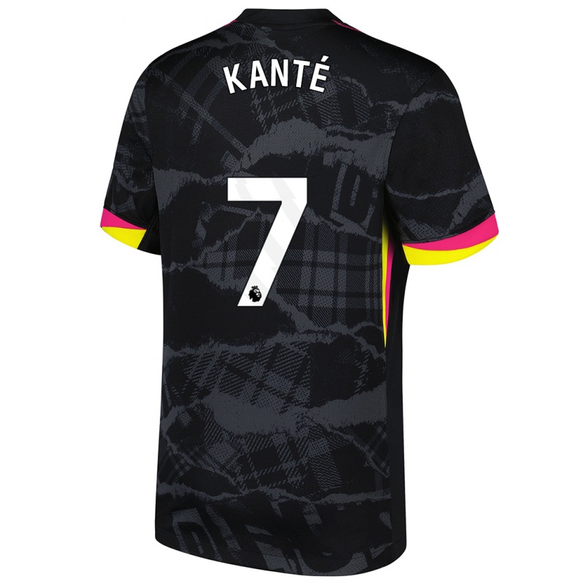 Bambino Maglia N'golo Kante #7 Nero Rosa Kit Gara Third 2024/25 Maglietta