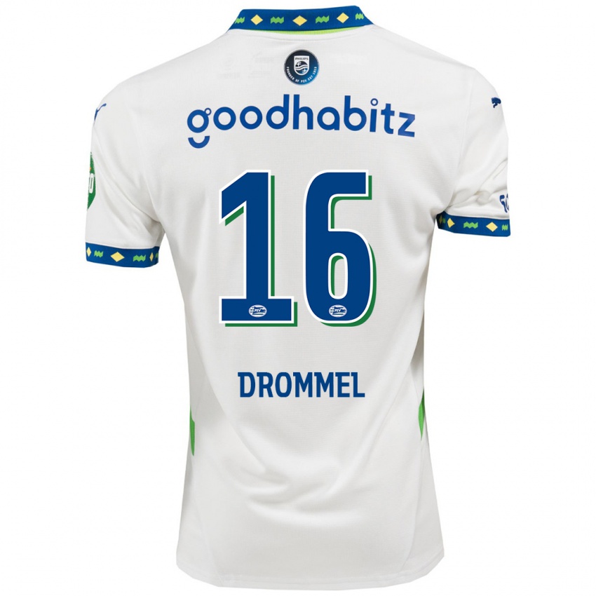 Bambino Maglia Joël Drommel #16 Bianco Blu Scuro Kit Gara Third 2024/25 Maglietta