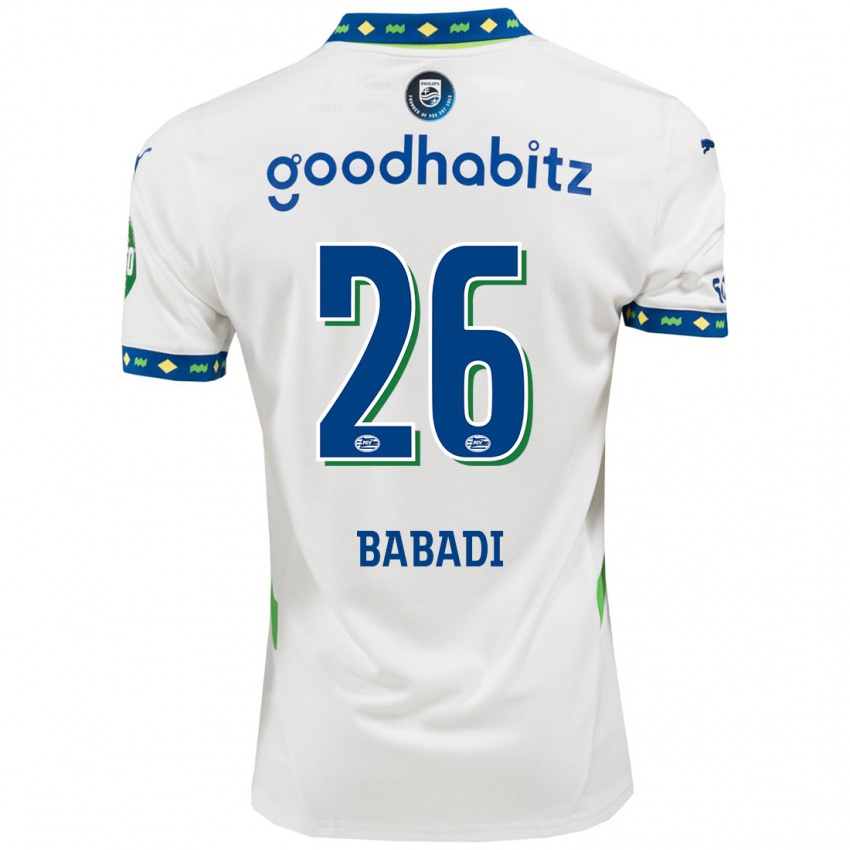 Bambino Maglia Isaac Babadi #26 Bianco Blu Scuro Kit Gara Third 2024/25 Maglietta