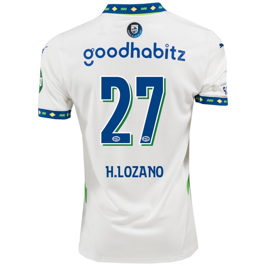 Bambino Maglia Hirving Lozano #27 Bianco Blu Scuro Kit Gara Third 2024/25 Maglietta