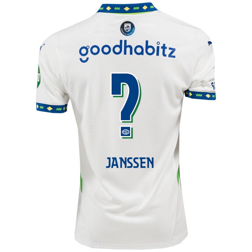 Bambino Maglia Niek Janssen #0 Bianco Blu Scuro Kit Gara Third 2024/25 Maglietta