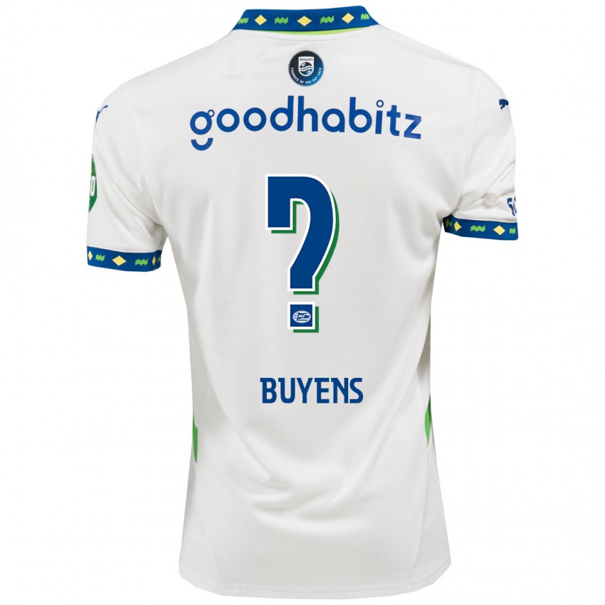 Bambino Maglia Mathieu Buyens #0 Bianco Blu Scuro Kit Gara Third 2024/25 Maglietta