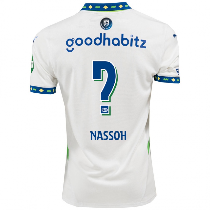 Bambino Maglia Mohamed Nassoh #0 Bianco Blu Scuro Kit Gara Third 2024/25 Maglietta