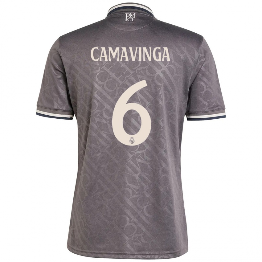 Bambino Maglia Eduardo Camavinga #6 Antracite Kit Gara Third 2024/25 Maglietta