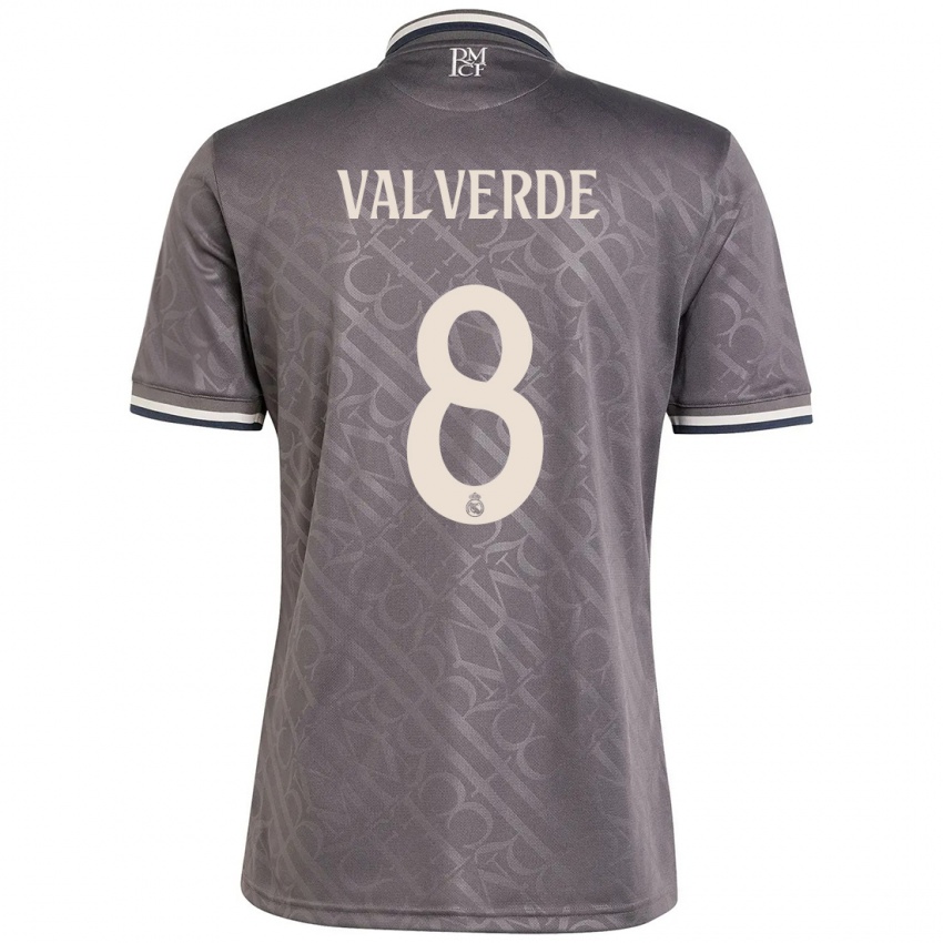 Bambino Maglia Federico Valverde #8 Antracite Kit Gara Third 2024/25 Maglietta