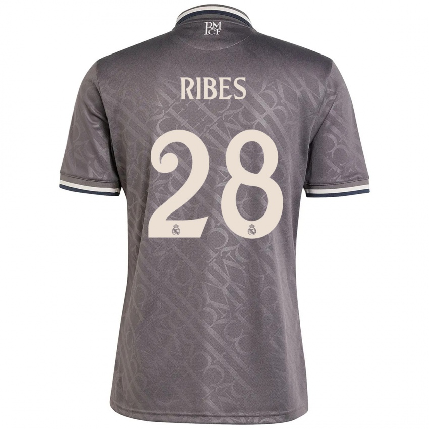 Bambino Maglia Kike Ribes #28 Antracite Kit Gara Third 2024/25 Maglietta