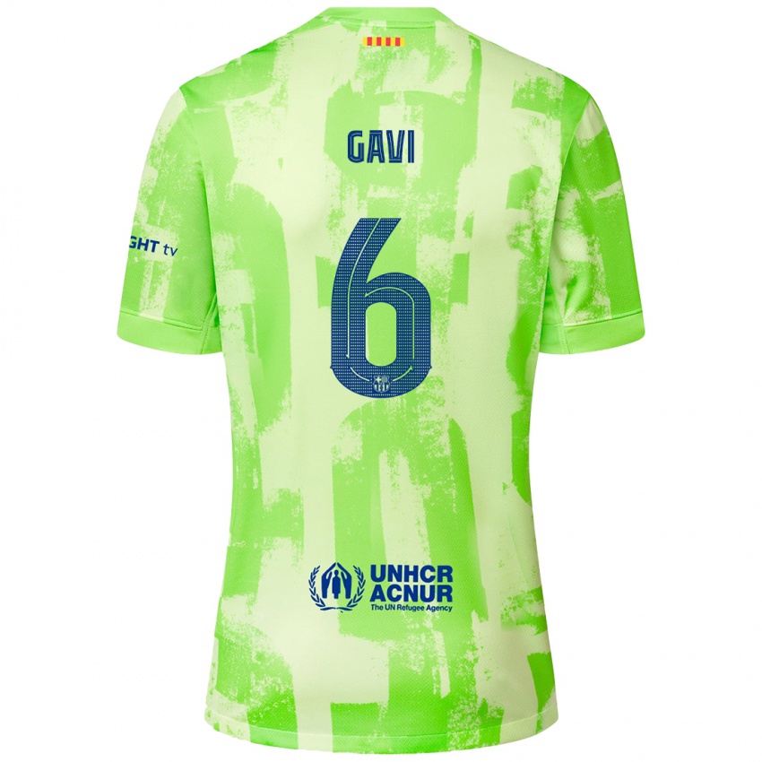 Bambino Maglia Gavi #6 Lime Kit Gara Third 2024/25 Maglietta