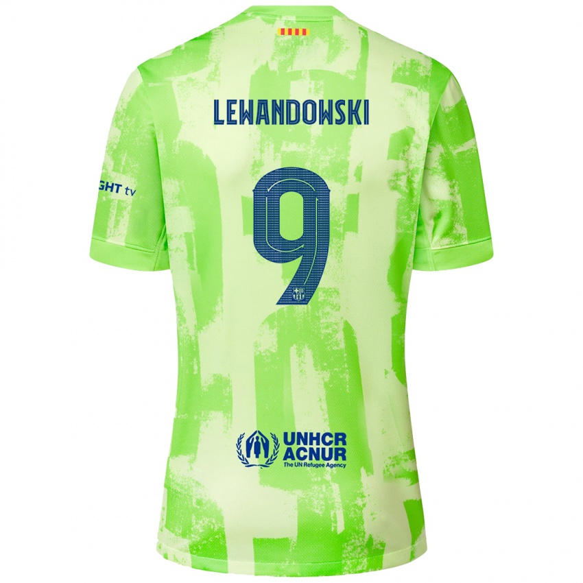 Bambino Maglia Robert Lewandowski #9 Lime Kit Gara Third 2024/25 Maglietta