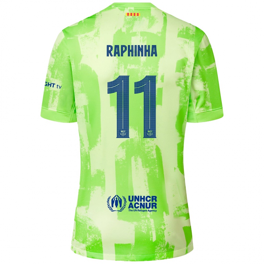 Bambino Maglia Raphinha #11 Lime Kit Gara Third 2024/25 Maglietta