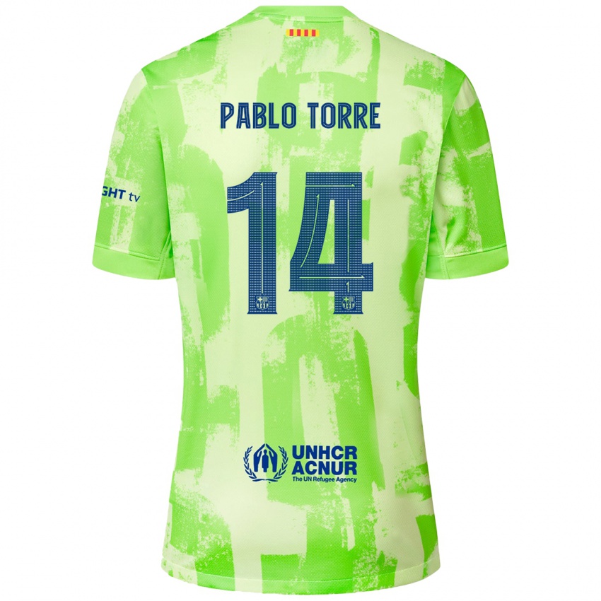 Bambino Maglia Pablo Torre #14 Lime Kit Gara Third 2024/25 Maglietta