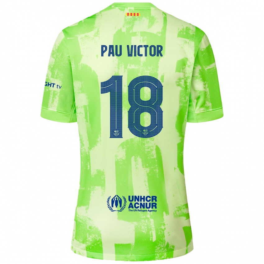 Bambino Maglia Pau Víctor #18 Lime Kit Gara Third 2024/25 Maglietta