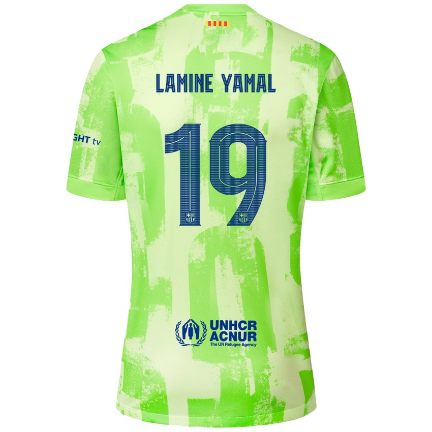 Bambino Maglia Lamine Yamal #19 Lime Kit Gara Third 2024/25 Maglietta