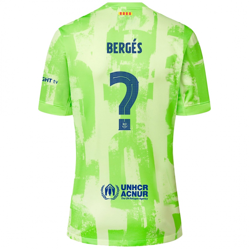 Bambino Maglia Pau Bergés #0 Lime Kit Gara Third 2024/25 Maglietta