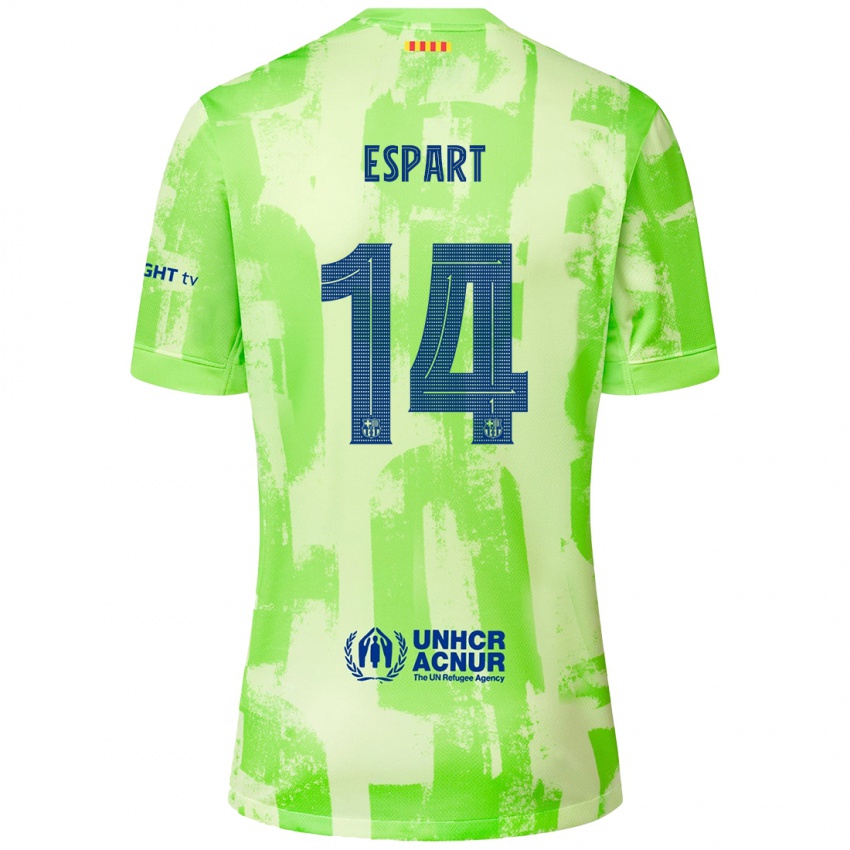 Bambino Maglia Xavi Espart #14 Lime Kit Gara Third 2024/25 Maglietta