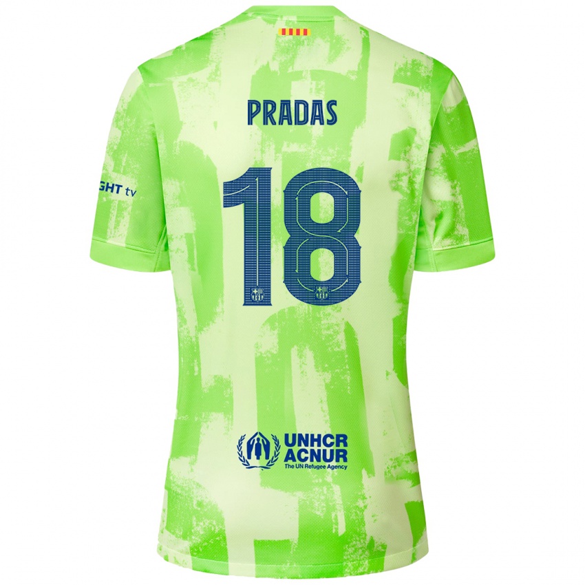 Bambino Maglia Arnau Pradas #18 Lime Kit Gara Third 2024/25 Maglietta