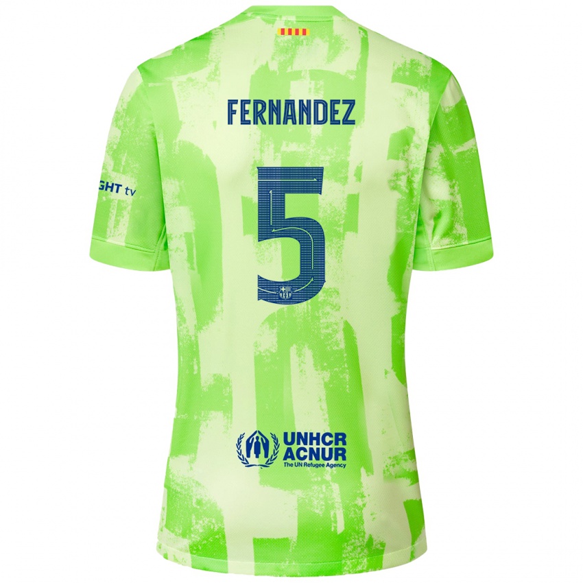 Bambino Maglia Jana Fernández #5 Lime Kit Gara Third 2024/25 Maglietta