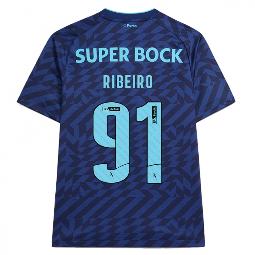 Bambino Maglia Gonçalo Ribeiro #91 Blu Navy Kit Gara Third 2024/25 Maglietta