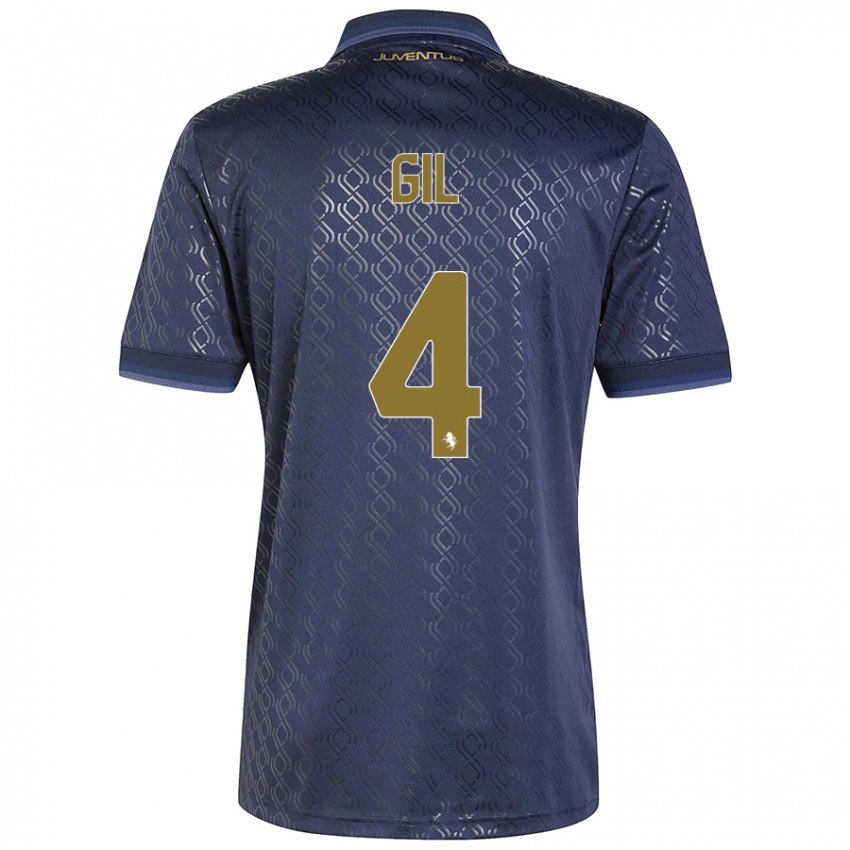 Bambino Maglia Javier Gil #4 Blu Navy Kit Gara Third 2024/25 Maglietta