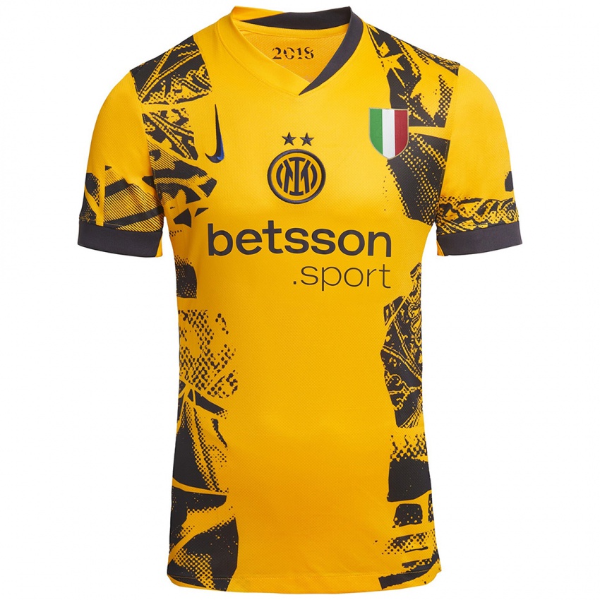 Bambino Maglia Il Tuo Nome #0 Oro Nero Kit Gara Third 2024/25 Maglietta