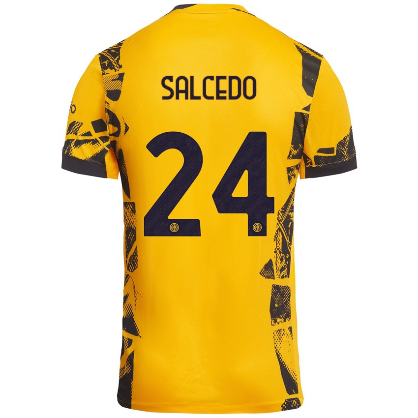 Bambino Maglia Eddie Salcedo #24 Oro Nero Kit Gara Third 2024/25 Maglietta