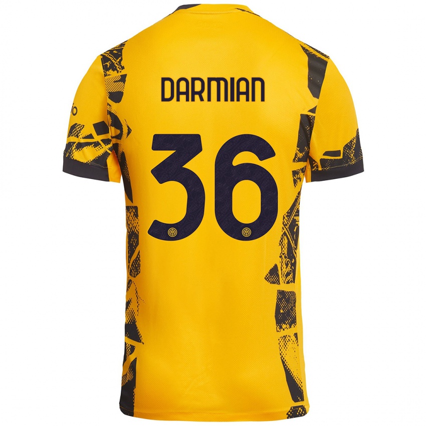 Bambino Maglia Matteo Darmian #36 Oro Nero Kit Gara Third 2024/25 Maglietta