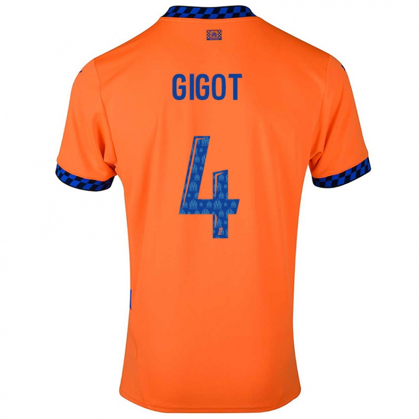 Bambino Maglia Samuel Gigot #4 Arancione Blu Scuro Kit Gara Third 2024/25 Maglietta