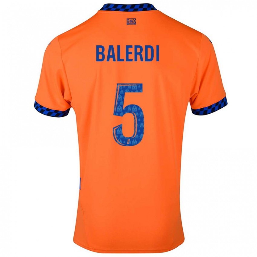 Bambino Maglia Leonardo Balerdi #5 Arancione Blu Scuro Kit Gara Third 2024/25 Maglietta